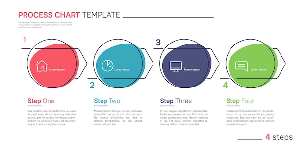 Clean and simple flat style linear vector infographic process chart template Four steps