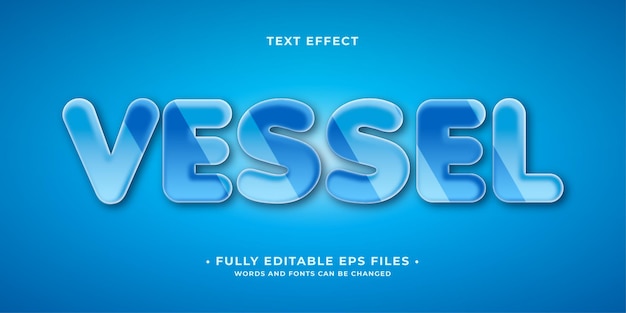Clean glossy blue glass text effect isolated editable vector eps cc