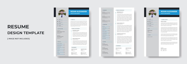 clean  minimal resume or cv design template in vector format