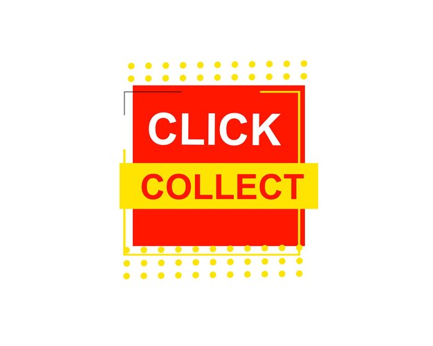 Click collect web Vector Illustration button label template text with colorful icon