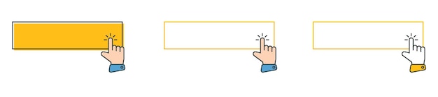 Click cursor icon with click here button vector set Action button with mouse click