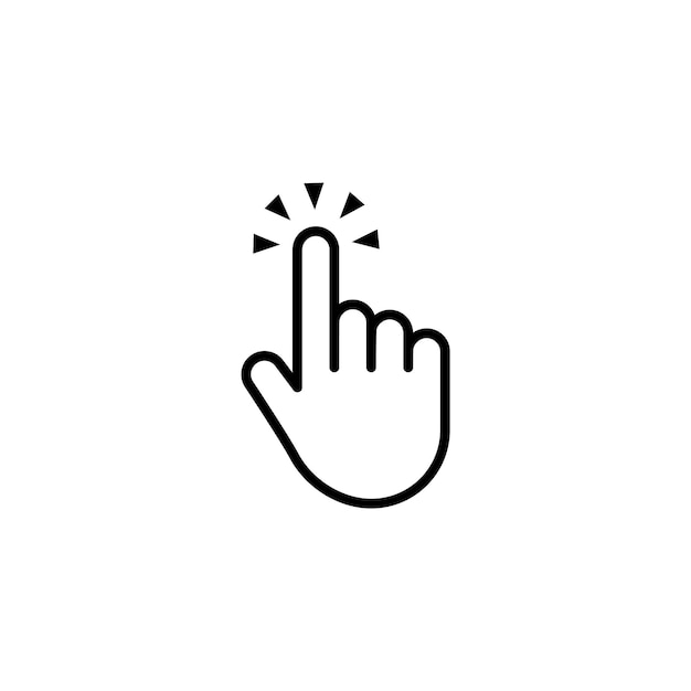 Click cursor set Computer pointer hand and arrow icon Press pick action element Vector web interface elements