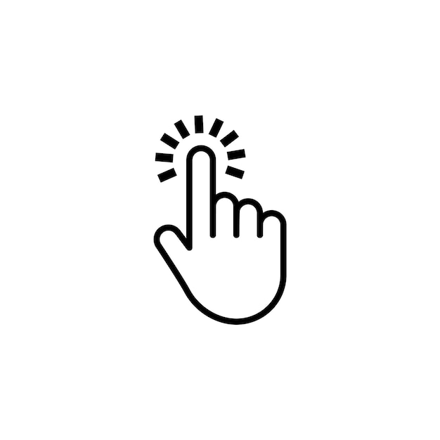 Click cursor set Computer pointer hand and arrow icon Press pick action element Vector web interface elements
