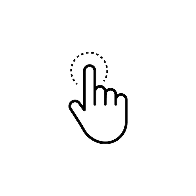 Click cursor set Computer pointer hand and arrow icon Press pick action element Vector web interface elements