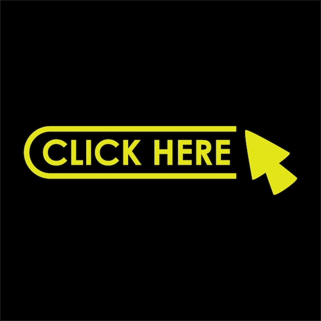 click here button design cursor sign and symbol