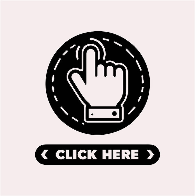 click here button vector silhouette illustration icon on a white background