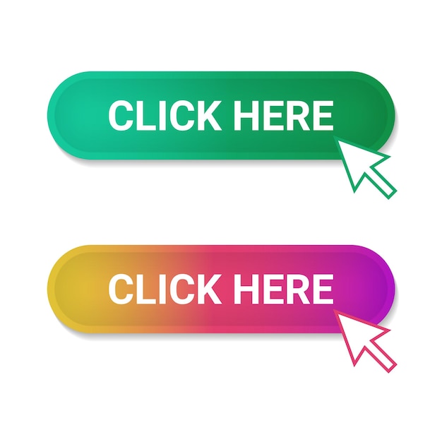 Click here button with arrow pointer clicking icon