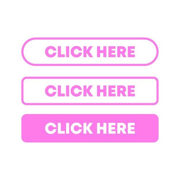click here buttons flat pink buttons click here icons click here vector icons