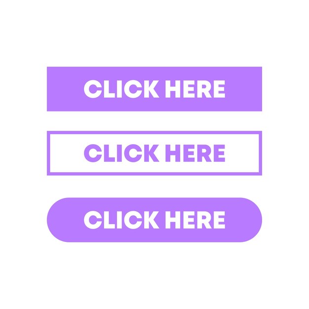 click here buttons flat purple click here icons buttons click here vector icons