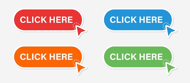 Click here web buttons vector icon set