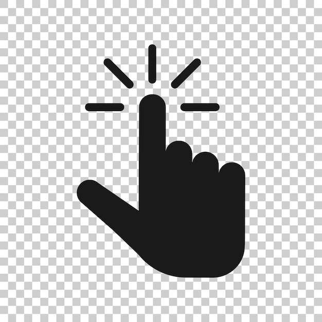Click mouse icon in transparent style Pointer vector illustration on isolated background Hand push button business concept