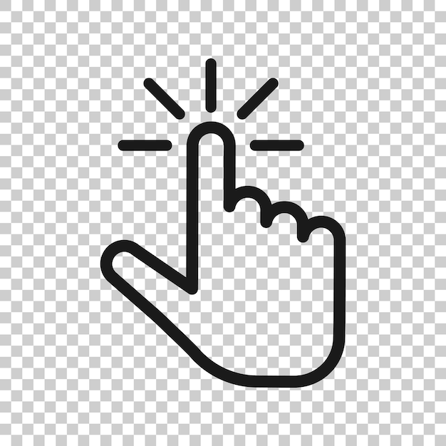 Click mouse icon in transparent style Pointer vector illustration on isolated background Hand push button business concept