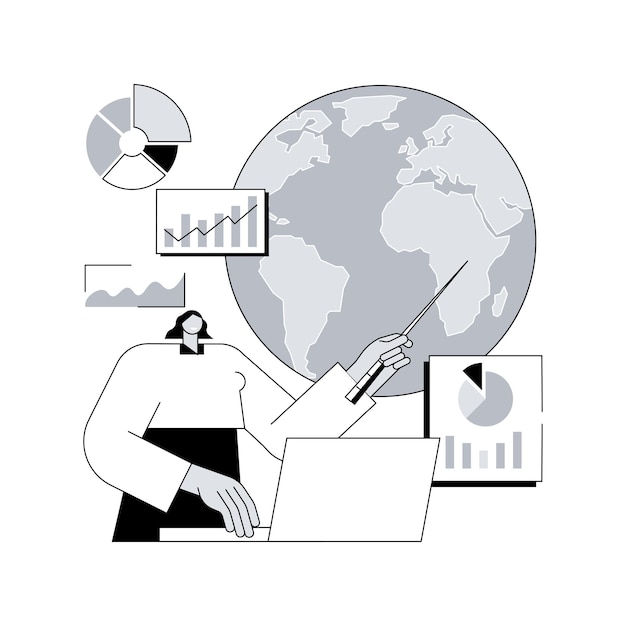 Climate data share and use abstract concept vector illustration