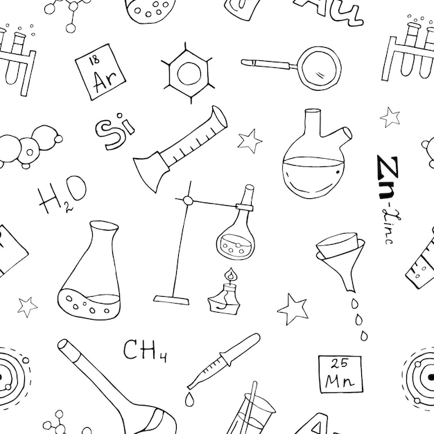 Clinical laboratory sciences doodle drawing pattern