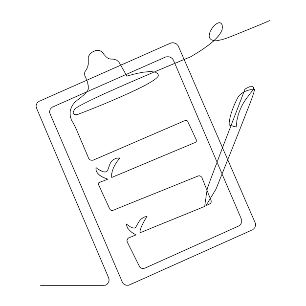 clipboard and pen with checklist in line art