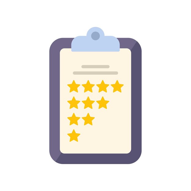 clipboard showing customer satisfaction with five star rating system