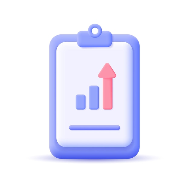Clipboard with a chart and a arrow pointing up Grow chart graph of profit growth