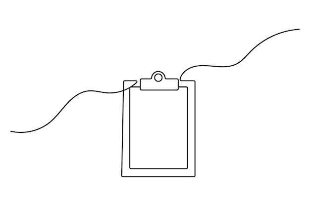 clipboard with checklist continuous one line drawing with white background