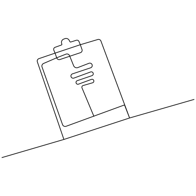 Clipboard with checklist icon continuous one line drawing of outline vector illustration