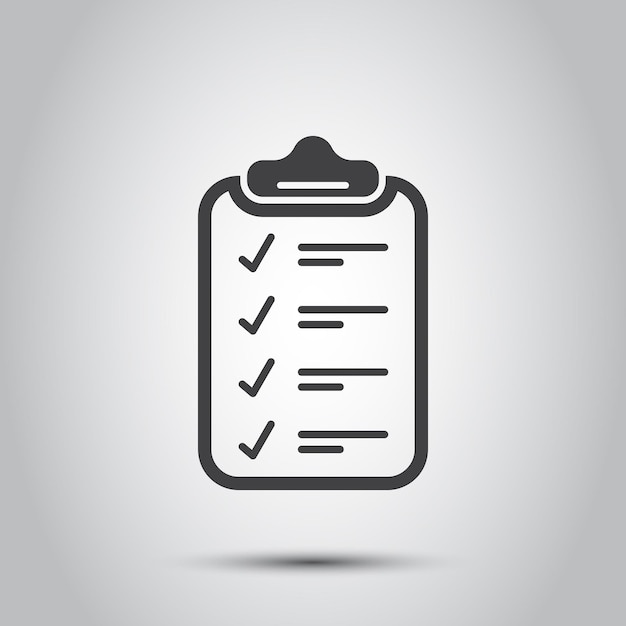 clipboard with checklist icon in flat style planning and organization of work vector illustration on isolated background document sign business concept