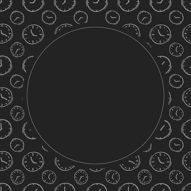 clock icon frame doodle clock icon circle frame hand drawn clock icon frame background