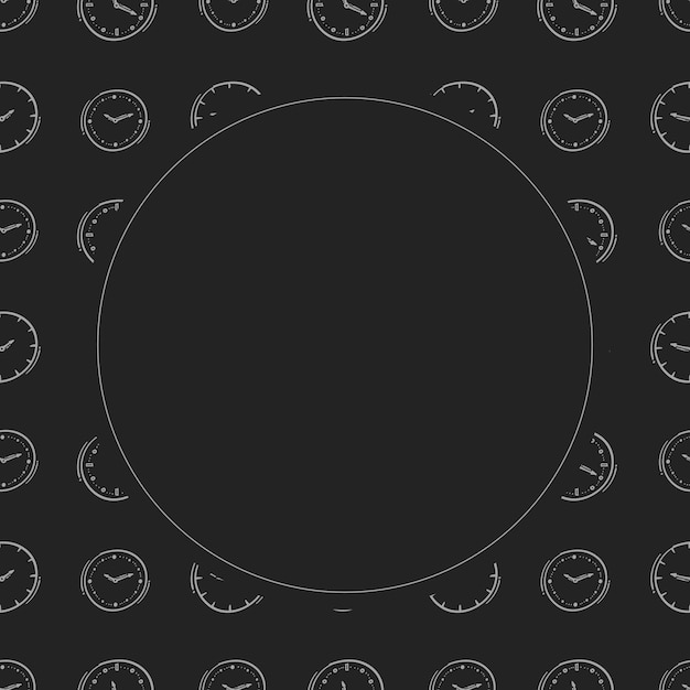 clock icon frame doodle clock icon circle frame hand drawn clock icon frame background