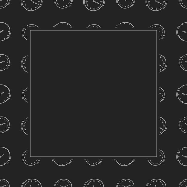 clock icon frame doodle clock icon square frame hand drawn clock icon frame background