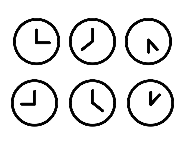 Clock icon set Watch Time Simple flat design Vector art
