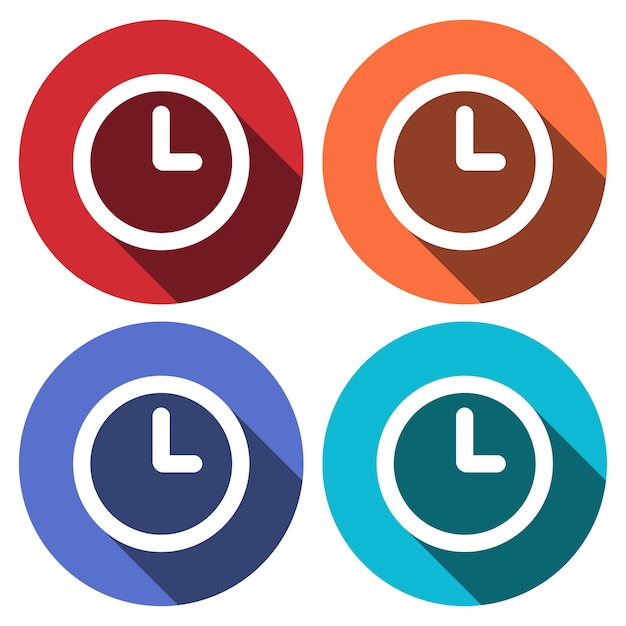 Clock icon Vector illustration flat design with long shadow