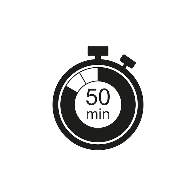 Clock icon vector illustration Timer sign 50 min on isolated background Countdown sign concept