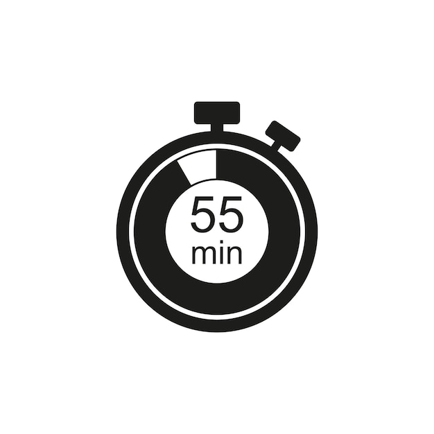 Clock icon vector illustration Timer sign 55 min on isolated background Countdown sign concept
