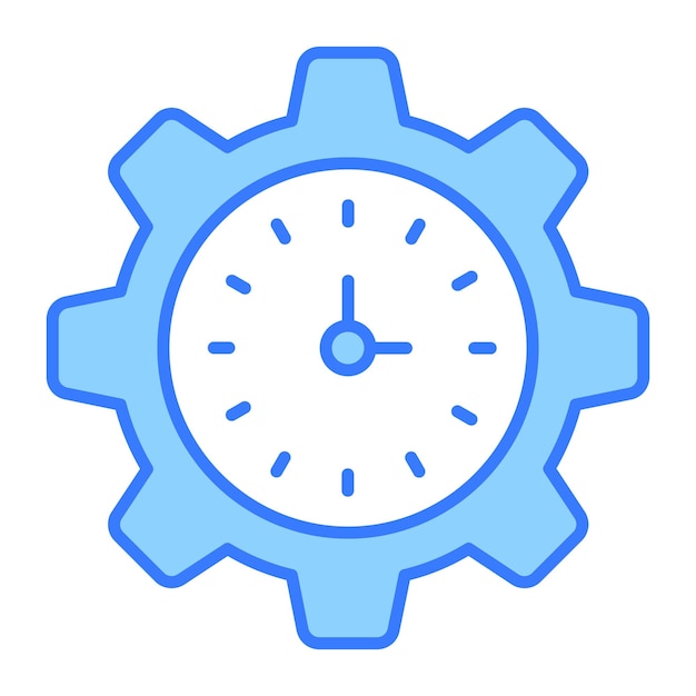 Clock inside gear showing concept vector of time management high quality graphics