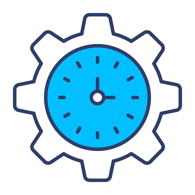 Clock inside gear showing concept vector of time management high quality graphics