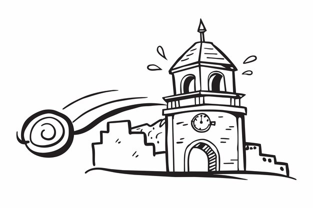 clock tower vector graphics illustration EPS source file format lossless scaling icon design