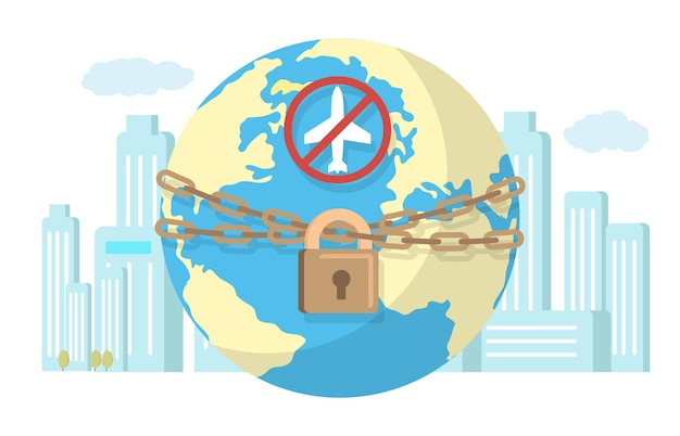 Closed country borders due to global coronavirus pandemic vector illustration avoid travel quarantin...