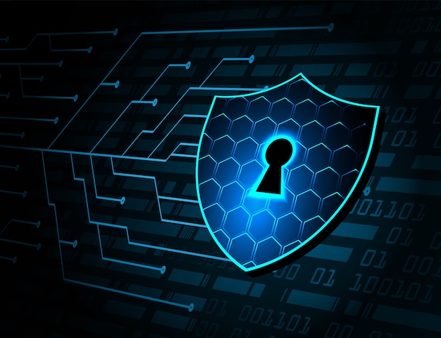 closed padlock on digital background, cyber security