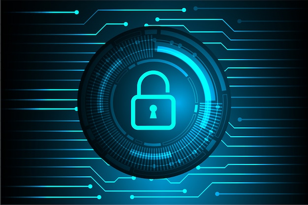 closed padlock on digital background, cyber security