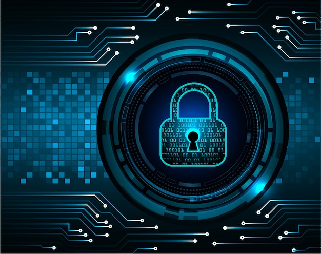 closed padlock on digital background, cyber security 