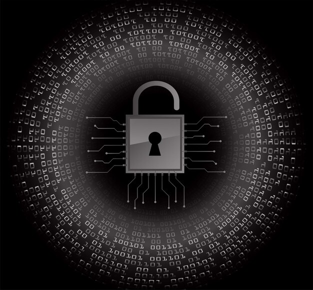 closed padlock on digital background cyber security