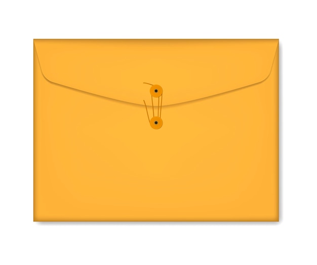 Closed paper envelope file folder with string closure Business document cover mockup