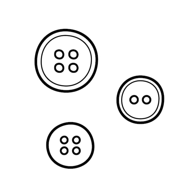 clothes buttons hand drawn sewing element in doodle sketch style