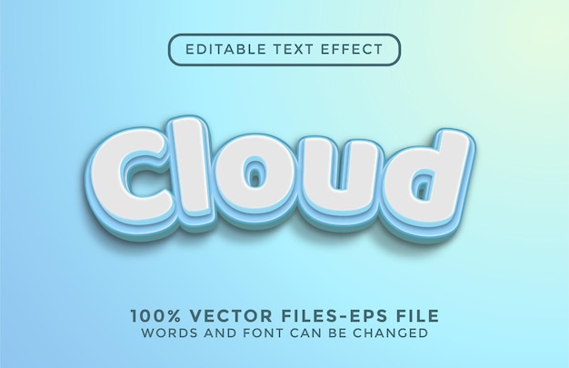 cloud 3d text efeect editable text premium vectors