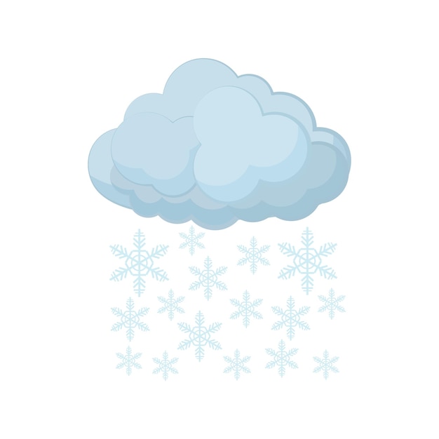 Cloud and snowflakes icon in cartoon style on a white background