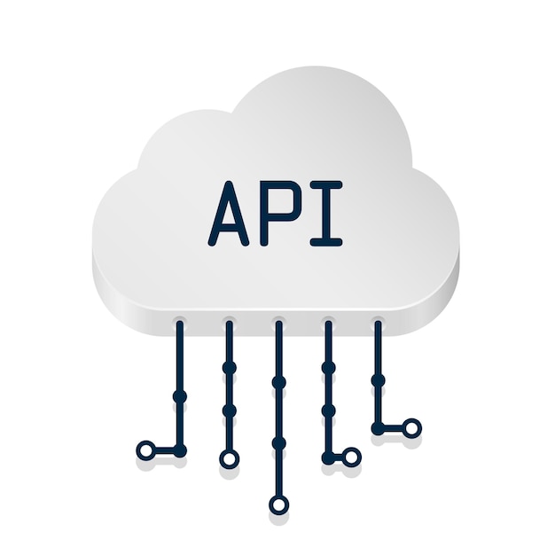 Cloud API 3D-skylt teknik på vit bakgrund