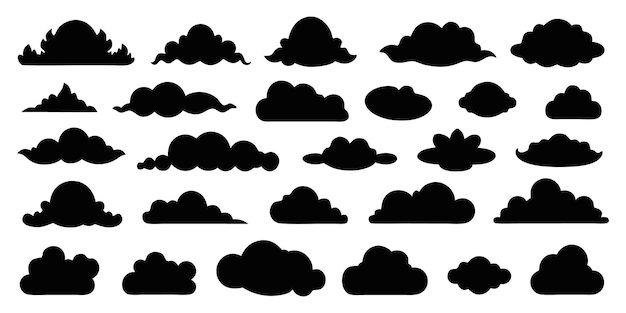 Cloud black Silhouettes Set