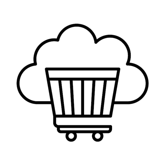 Cloud Cart Line Illustration