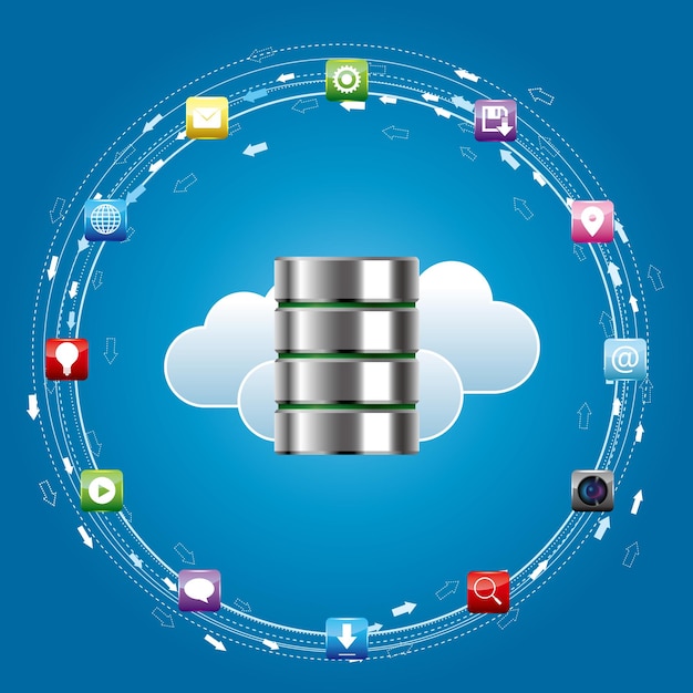 Cloud computing and networking design concept, Data sharing concept design.