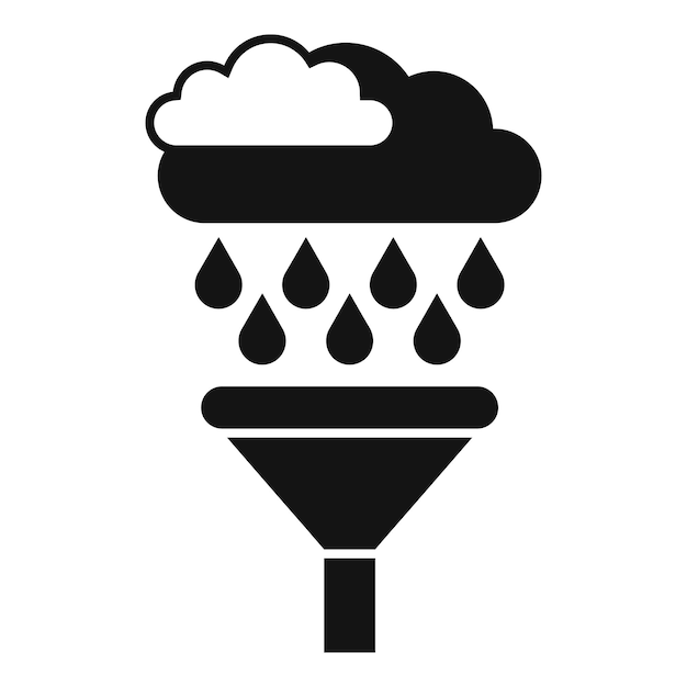 Cloud computing data filtering funnel raining big data icon