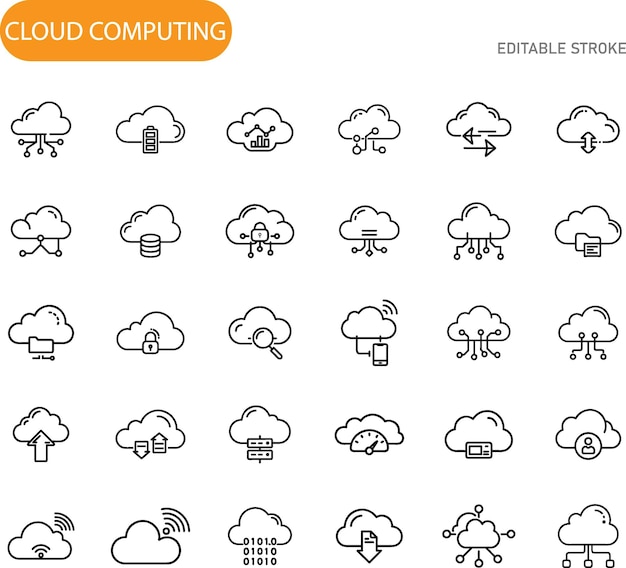 Cloud Computing Icons Network Data Security Storage and More