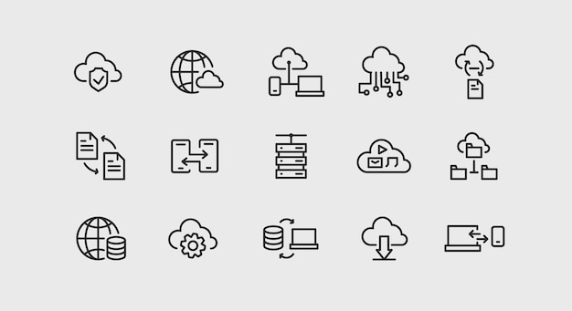 Cloud computing icons set